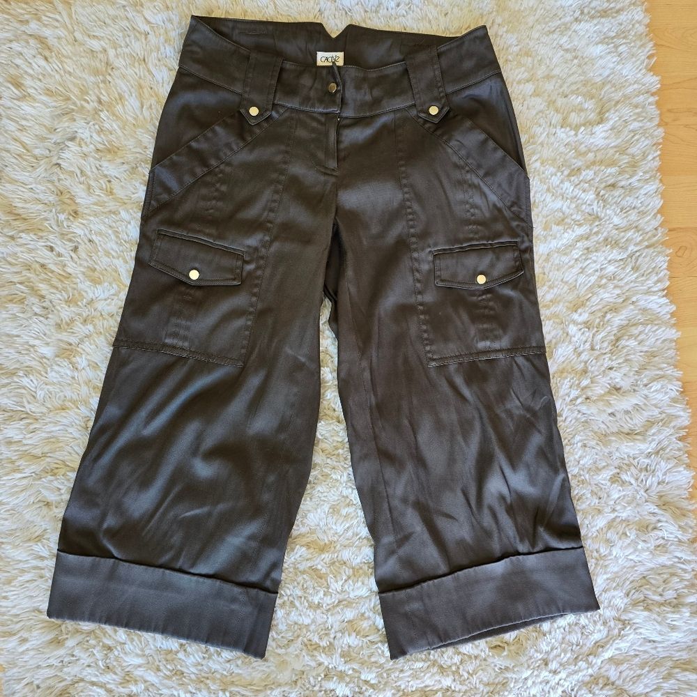CACHE Vintage Y2k Capri Green Cargo Pants Utility Size 0‎ Vintage Grunge